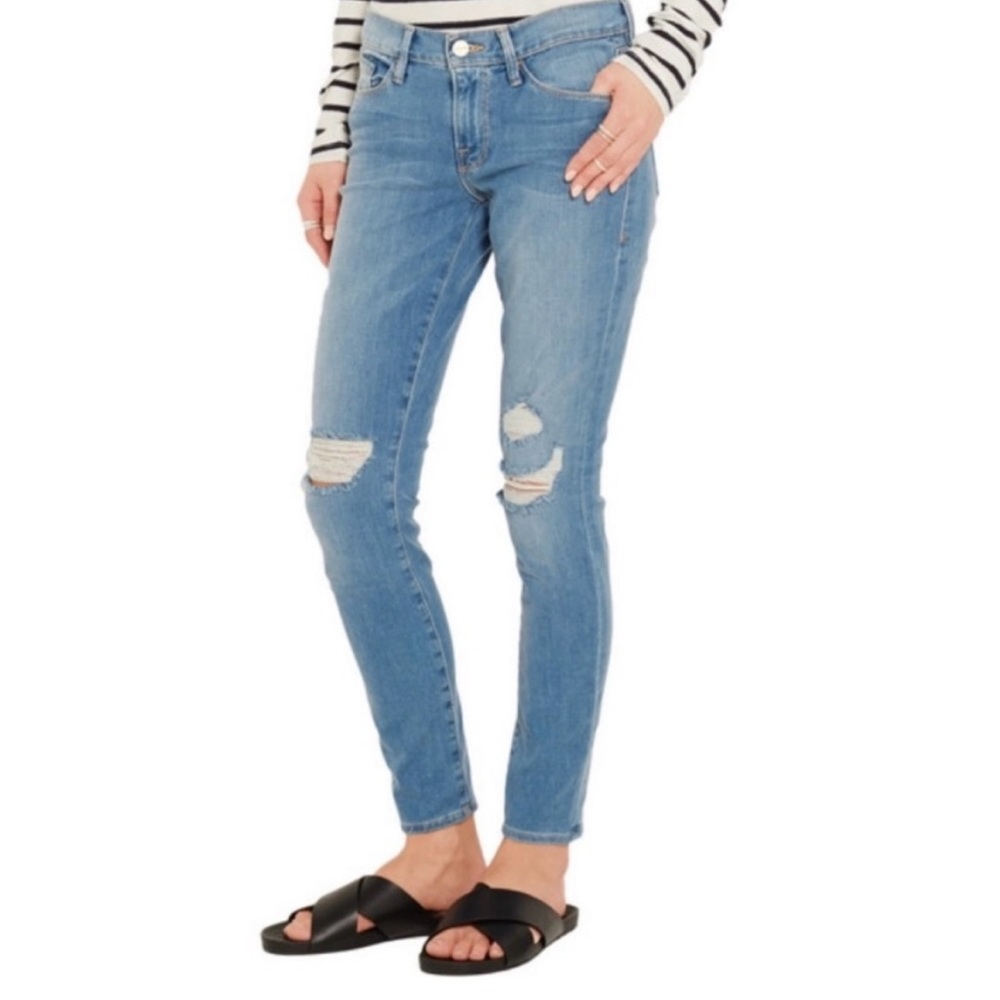 Frame • Distressed Denim Skinny Jeans